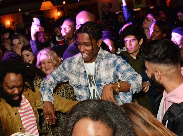 A$AP Rocky attend the launch of GUESS Originals