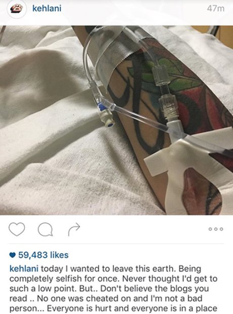 Kehlani suicide attempt instagram post