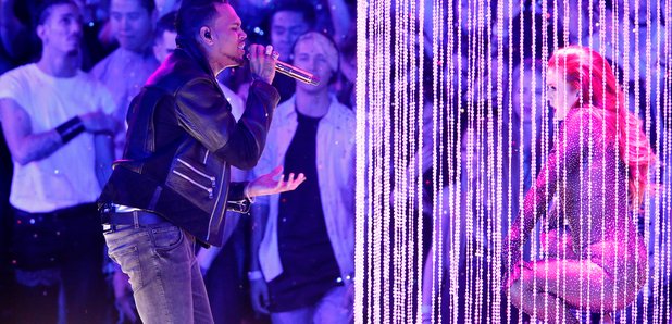 Chris Brown performing on stage