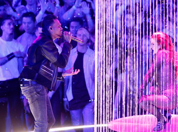 Chris Brown performing on stage