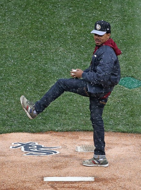 Chance The Rapper pitching at baseball game