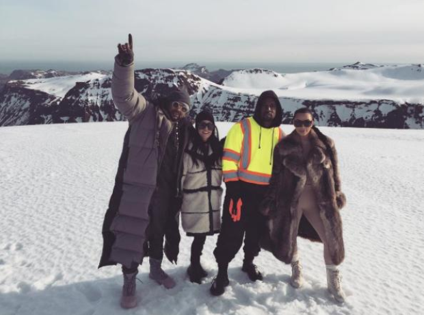 Kanye West and Kardashians on Ski slope