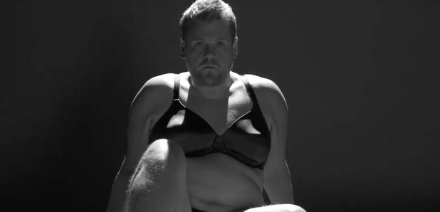 James Corden wearing bra