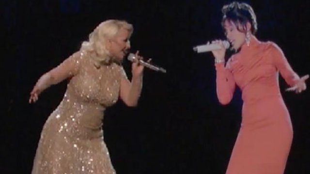 Christina Aguilera with Whitney Houston Hologram