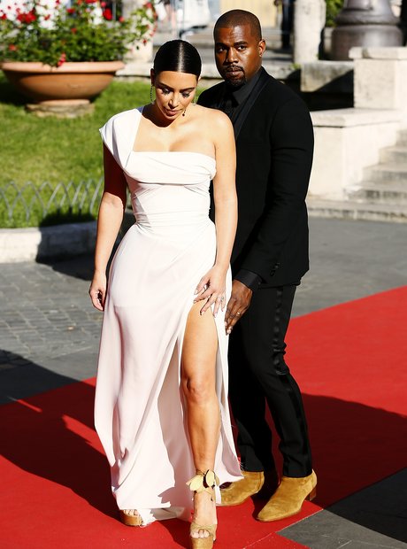 Kim Kardashian and Kanye West attend premiere in R