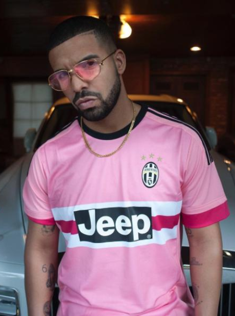 Drake wearing football Shirt