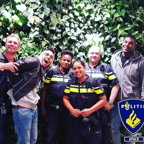 Chris Brown with police in Amsterdam 