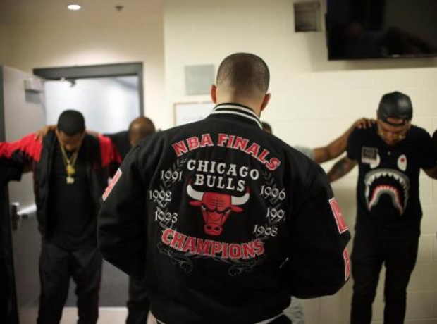 Drake wearing Chicago Bulls jacket 