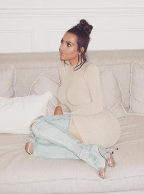 Kim Kardashian wearing Yeezy boots