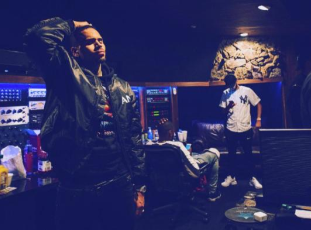Chris Brown in the studio