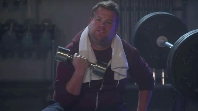 James Corden in the gym