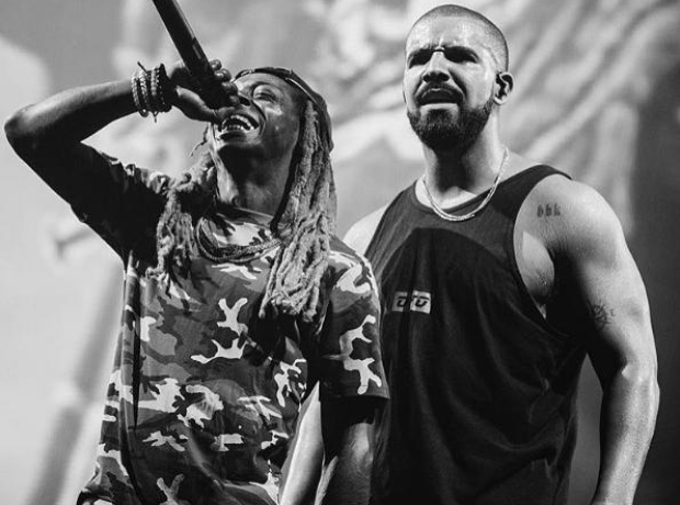 Drake and Lil Wayne on stage