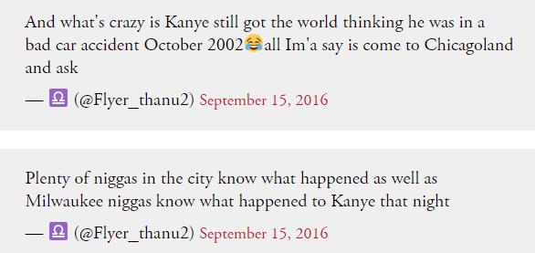 Kanye West Car Crash Tweets