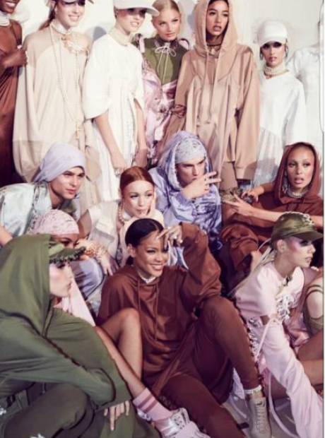 Rihanna with her models at puma show 