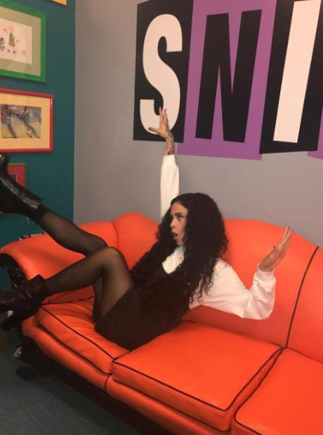 Kehlani on the SNICK chair at Nickelodeon