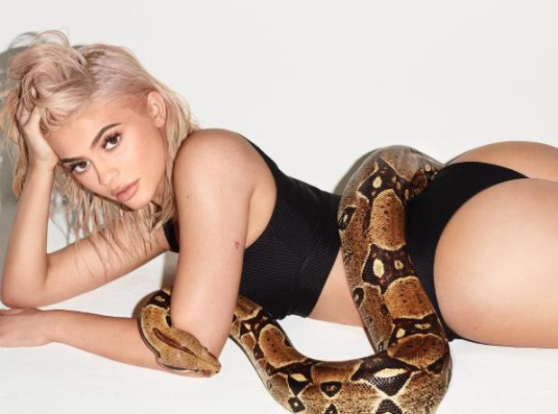 Kylie Jenner with a snake
