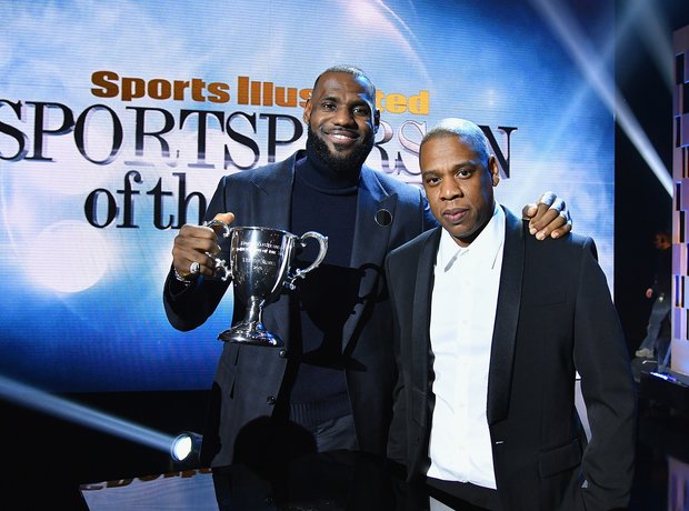 Jay Z presents Lebron James with Sports Illustrate