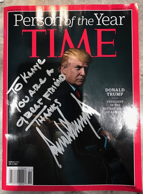 Kanye West Trump Signed Time Cover