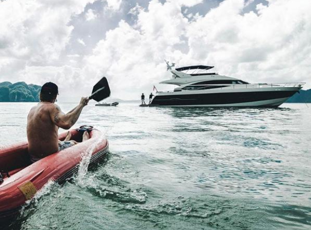 Diplo hit the water to during his recent tour.