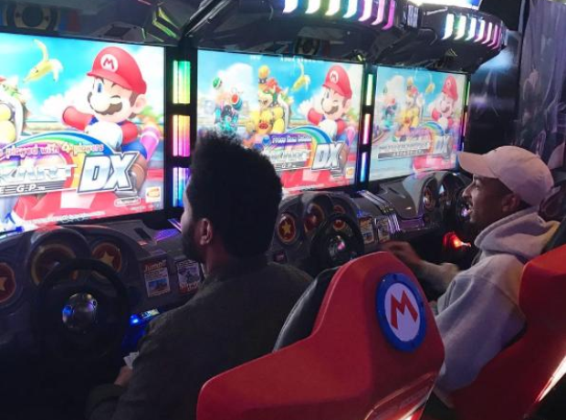 The Weeknd spent some time off playing Mario Kart.