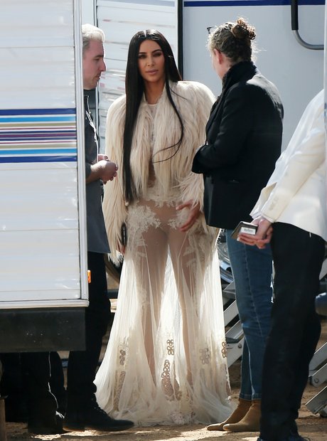 Kim Kardashian on set filming Ocean's Eight