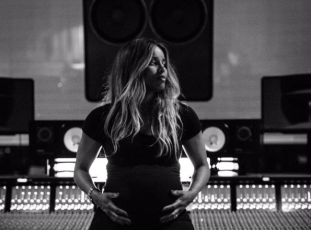 Pregnant Ciara in the studio