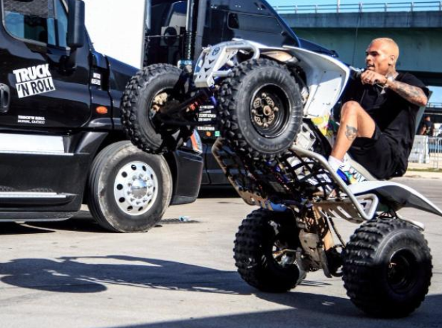 Chris Brown on a quad bike