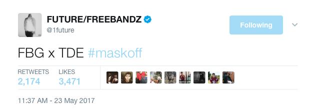 Future tweet about Kendrick 'Mask Off' remix