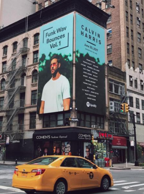 Calvin Harris on a billboard in NYC