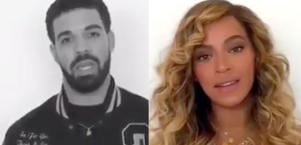 Drake and Beyonce during Hurricane relief telethon
