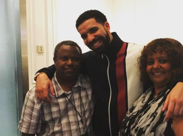 Drake pictured alongside The Weeknd's parents.