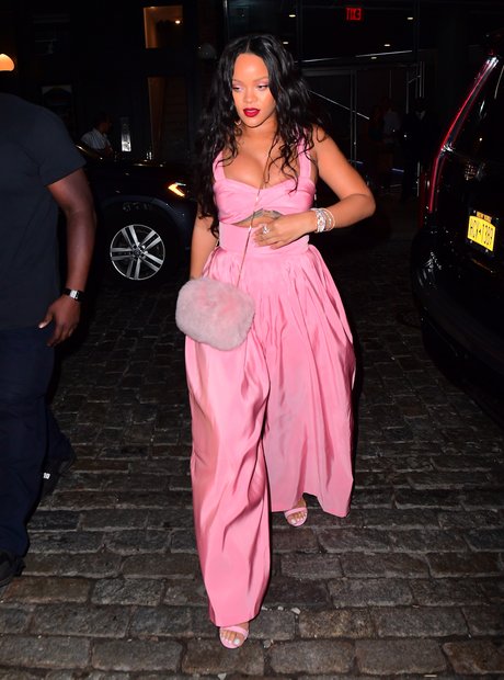 Rihanna in pink jumpsuit