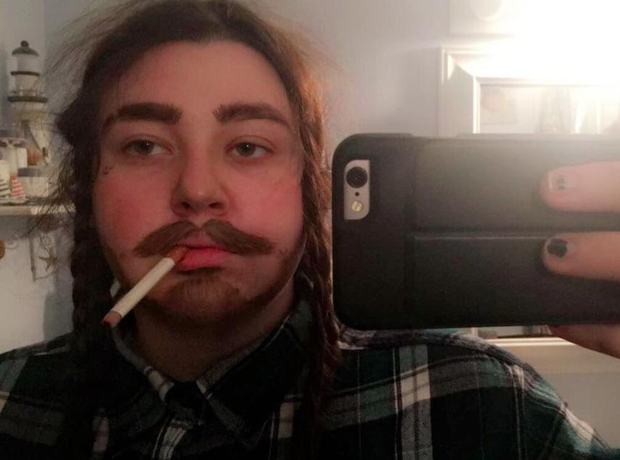 Girl goes as Post Malone for Halloween