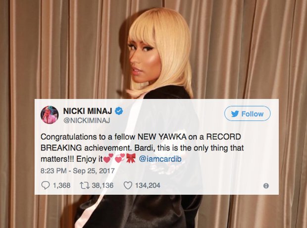 After 'Bodak Yellow' hit the number one spot, Nicki took 