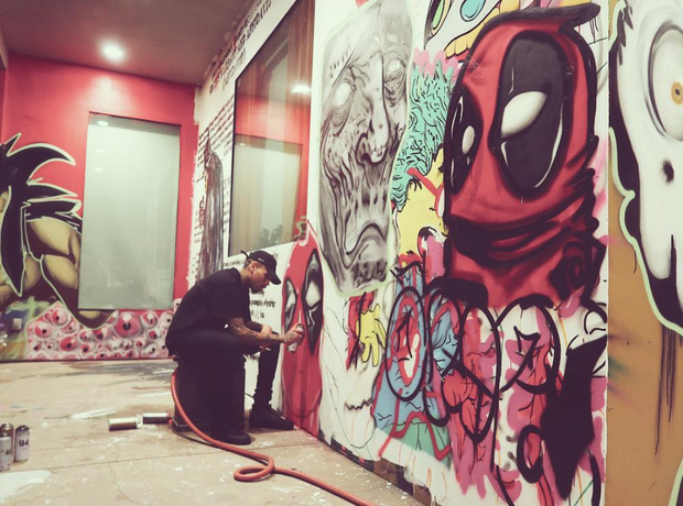 Chris Brown Painting On Wall