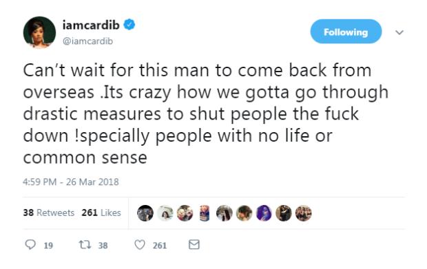 Cardi B Claims She Must Take 