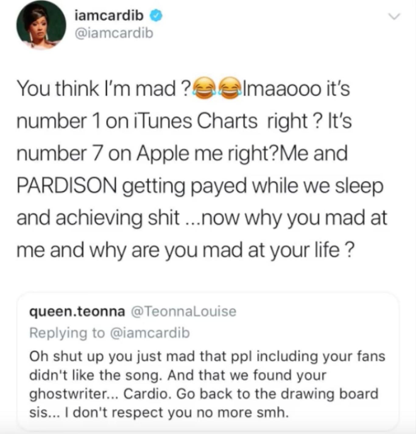 Cardi B Fires Back At Nicki Minaj Fan Over Ghostwriter Claims Capital Xtra