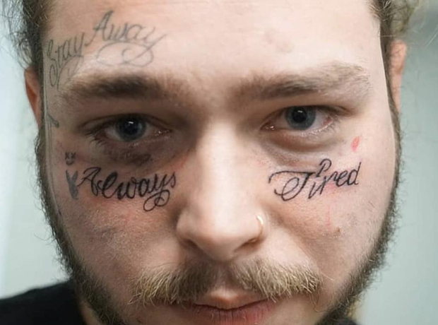 Post Malone 'Always Tired' face tattoo